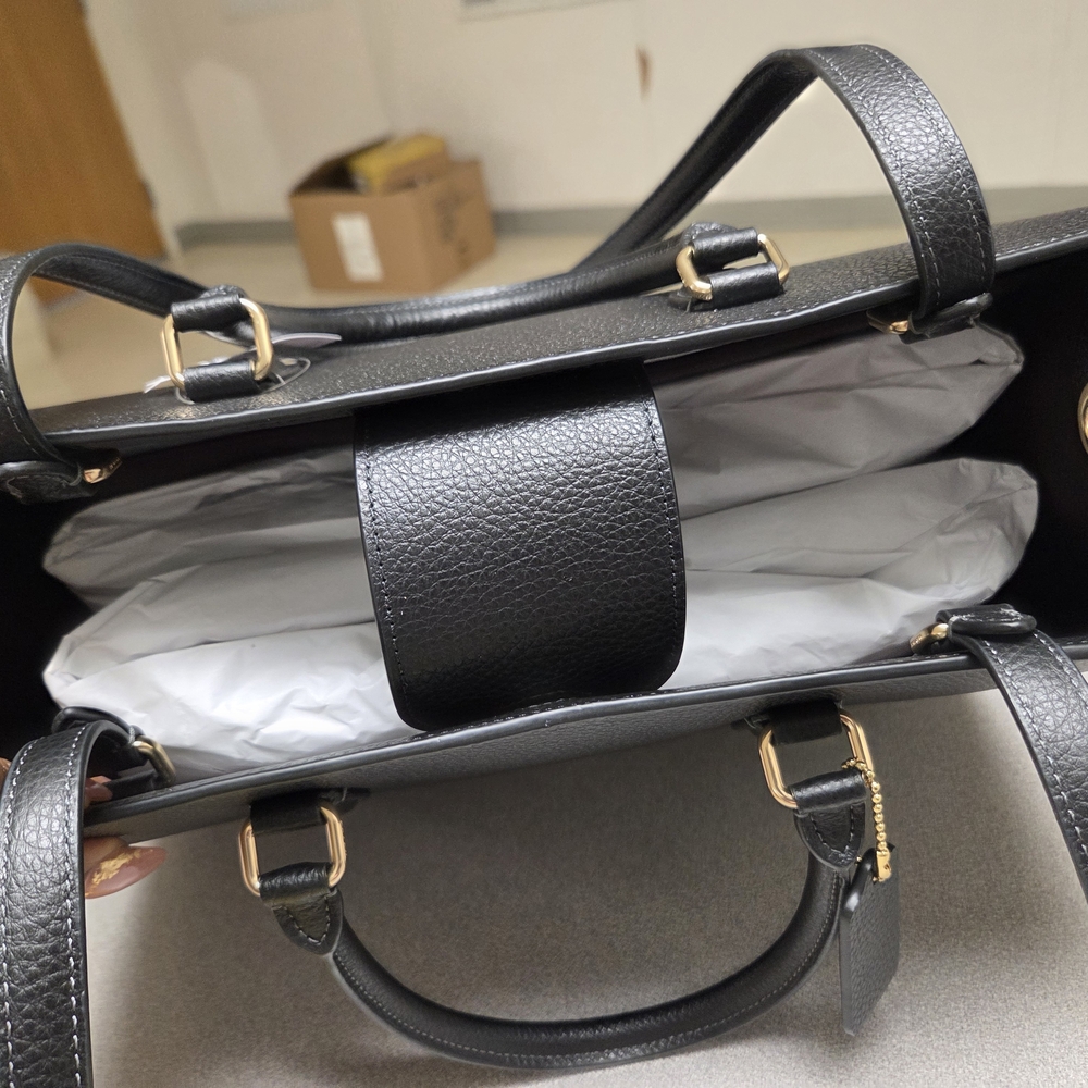 Coach Black Pebbled Leather Tote with Gold Hardware - Picture 3 of 6